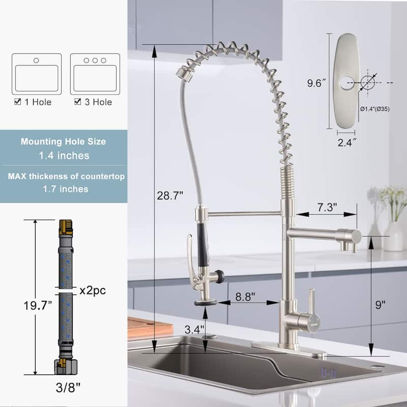 WOWOW Commercial Kitchen Faucet with Pre-Rinse Sprayer