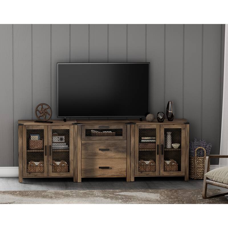 WAMPAT TV Stand set with Drawers for ups to 85 inch TV,Storage Cabinets with Adjustable Shelf - 1 Pack