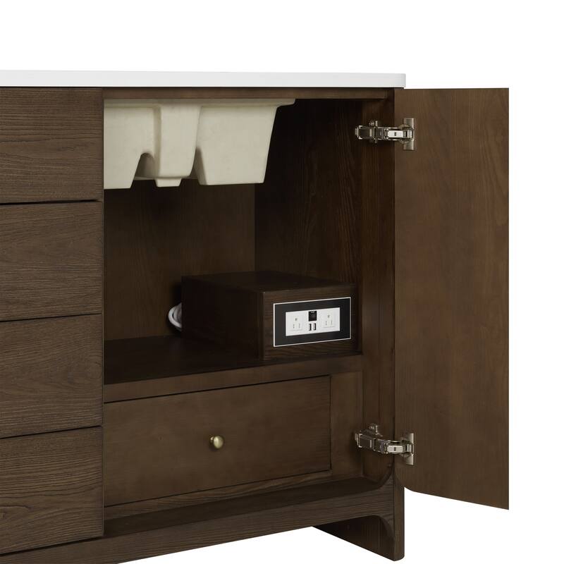 Gracyn 72" Double Vanity, Sable, w/FreePower Wireless Charger