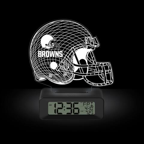 Game Time NFL Cleveland Browns Color-Changing Led 3d Illusion Alarm Clock with Temperature and Date
