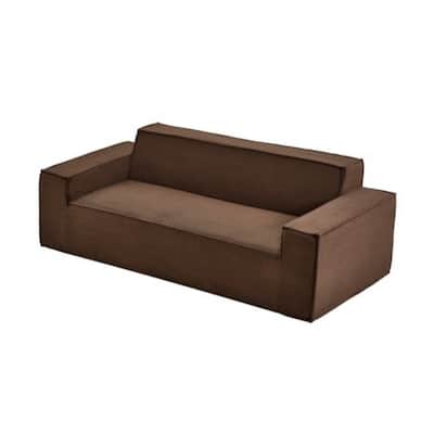 83" Brown Corduroy Fabric Sofa Couch Extra-Long Comfortable Seating with Wide Armrests - 38.19” x 83” x 28.7”