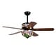 preview thumbnail 5 of 15, Warehouse of Tiffany Zaina 5-Blade Lighted Ceiling Fan 2-Tier Tiffany Style Glass