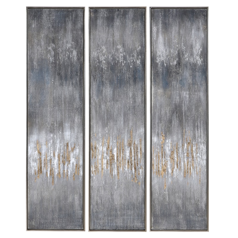 Uttermost Grey Showers Hand Painted Canvases (Set of 3)