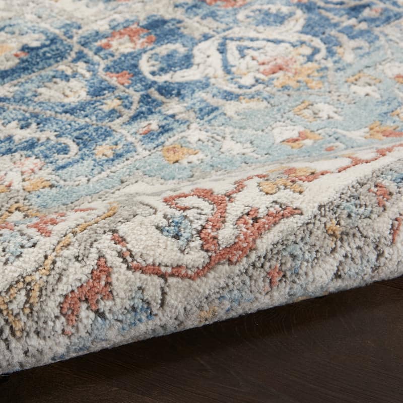 Nourison Concerto Vintage Blue Distressed Medallion Area Rug