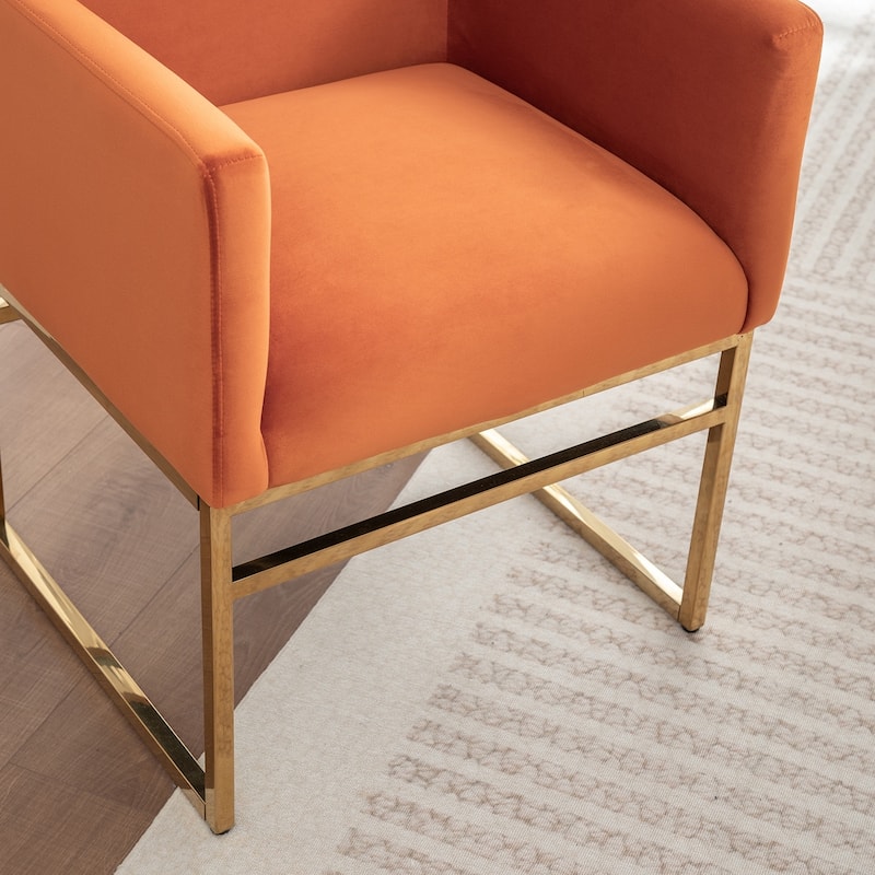 SEYNAR Modern Velvet Accent Arm Dining Chair Set of 2 with Metal Legs