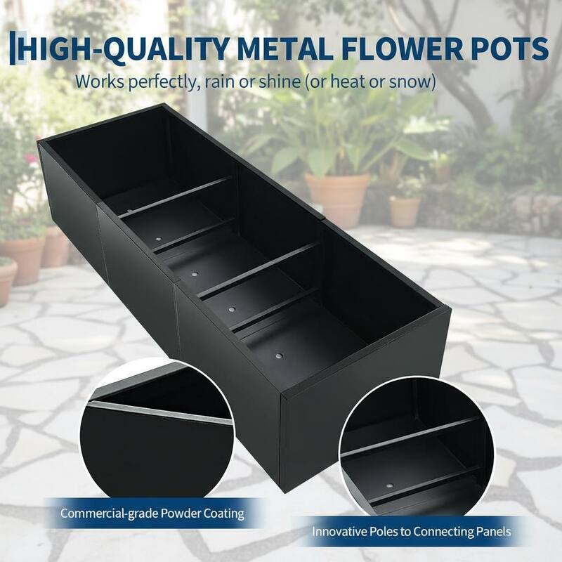 Metal Planter Box for Outdoor Plants, with Drainage Holes
