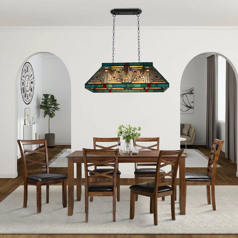 Tiffany Style Mission Design 3-light Linear Island Fixture