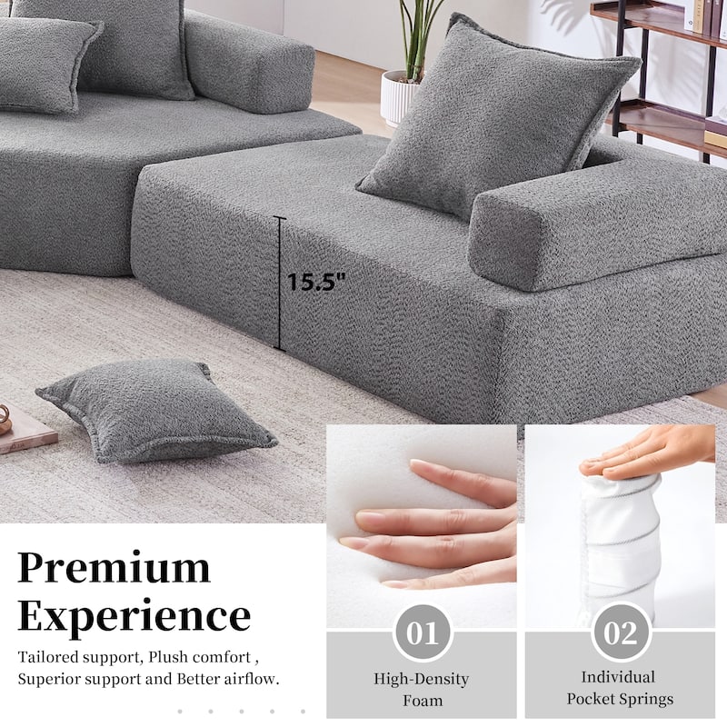 Boucle Fabric Frame for Oversized U-Shaped Sofa, Convertible Sofa Bed