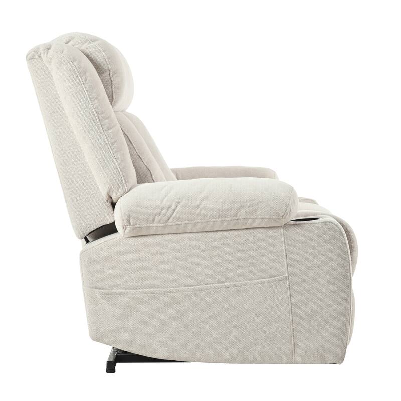 Power Lift Recliner Chair with Extended Footrest, Home Theater Lounge Sofa with Remote Control, Cup Holders & Side Pockets