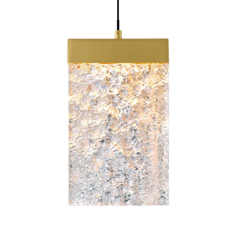 Lava Integrated LED 6in Brass Mini Pendant with Handcrafted Glass