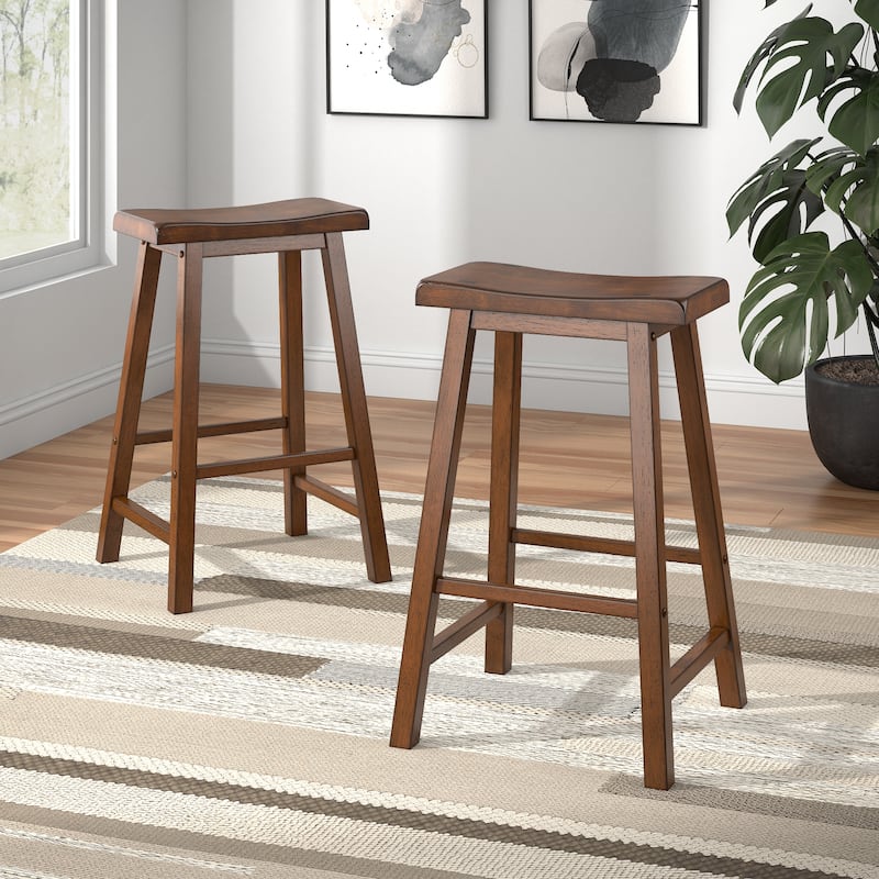 Cadiz Saddle Seat 29" Bar Height Backless Stools (Set of 2)