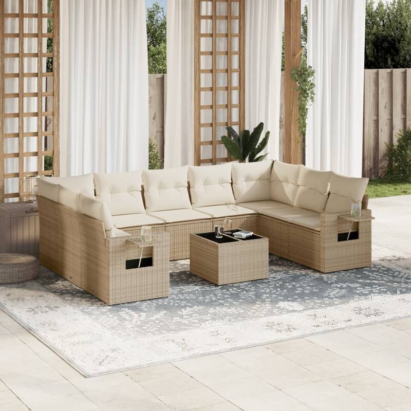 vidaXL Garden Sofa Set - Beige and cream Without table