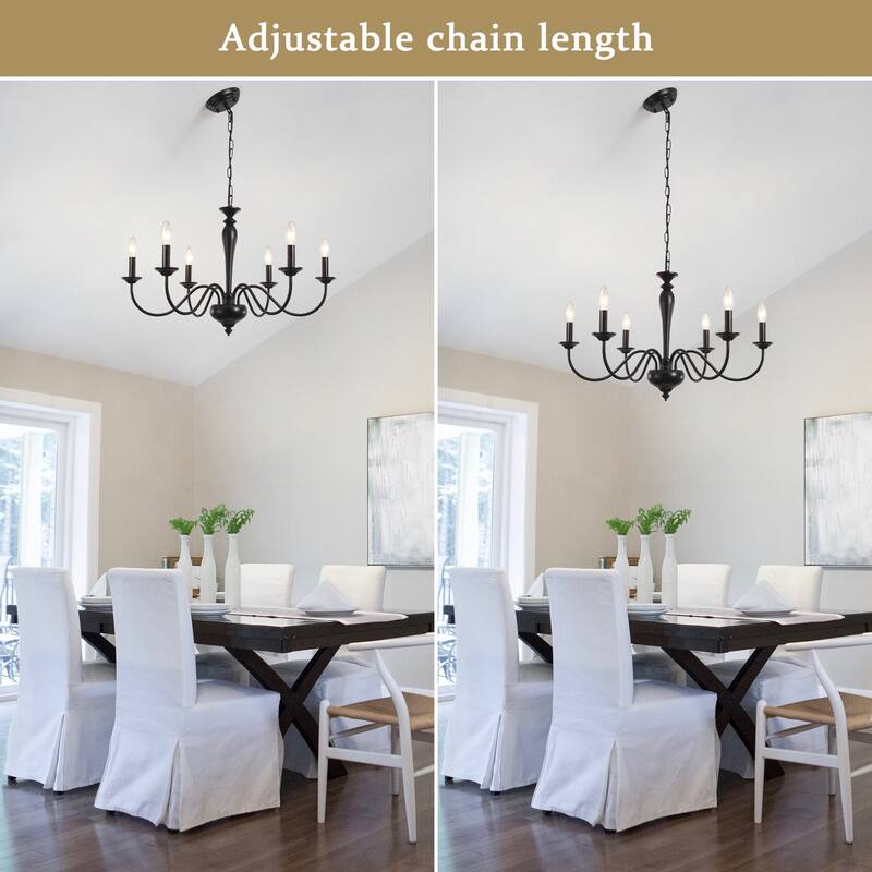 6-Light 27.95-inch Industrial Candle Chandelier Light for Bedroom Foyer