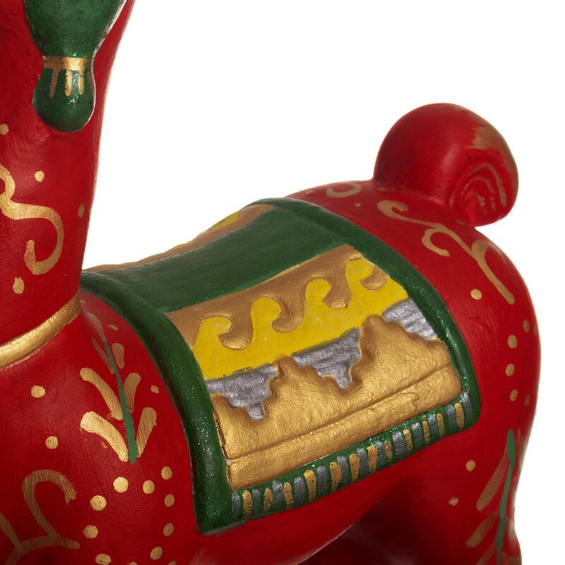 Novica Handmade Holiday Llama In Red Ceramic Statuette
