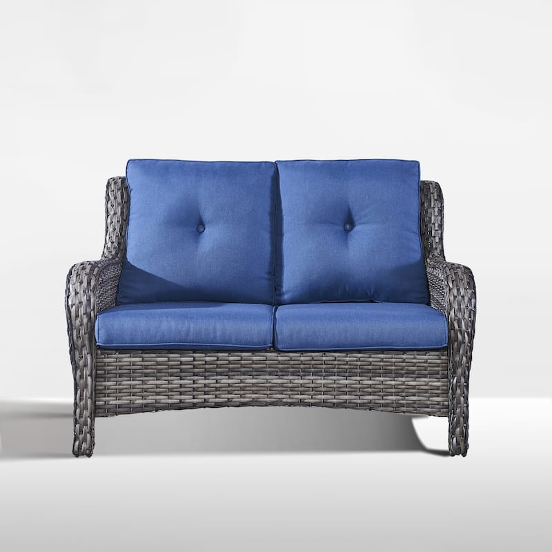 Outdoor Furniture Loveseat Couch High Back Wicker Sofa