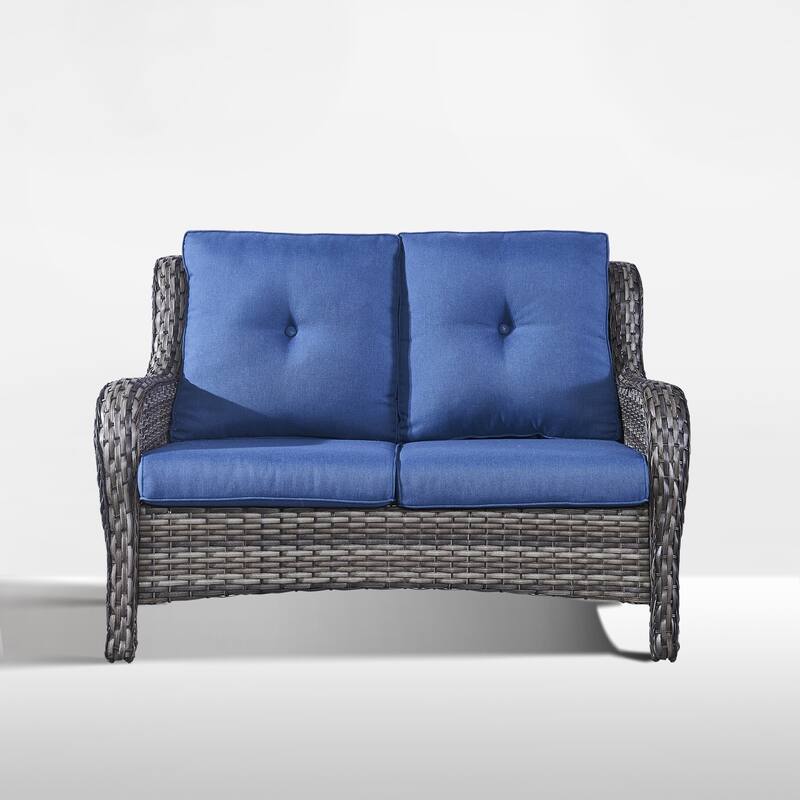 Outdoor Patio Wicker Loveseat Sofa - 2-Seater Rattan Sofa