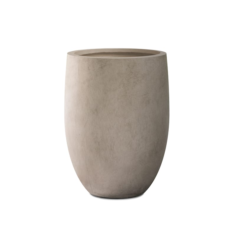 Plantara 22"H Weathered Tall Concrete planter, Modern Decorative Pot with Drainage Hole & plug, Round Plant pot for Outdoor