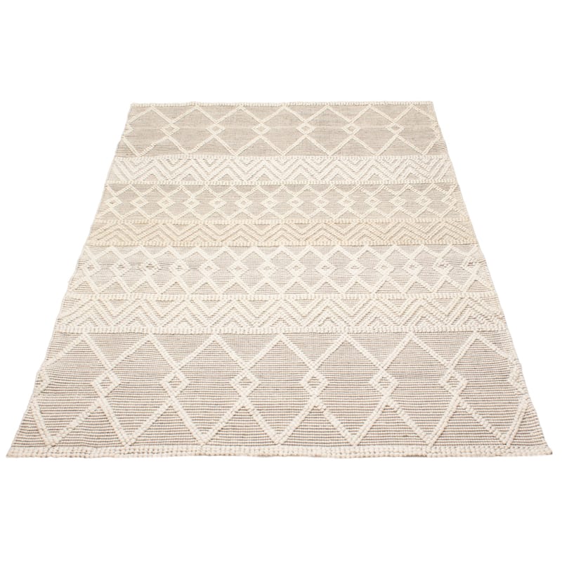 ECARPETGALLERY Braid weave Sienna Grey Wool Rug - 6'1 x 8'10