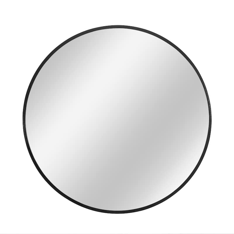HomeRoots 32" Black Round Metal Framed Accent Mirror - 32" W x 1.6" D x 32" H