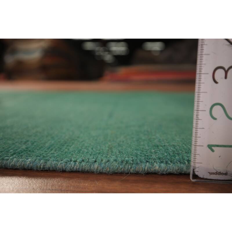 Green Modern Gabbeh Oriental Foyer Rug Hand-Knotted Wool Carpet - 3'1" x 4'10"