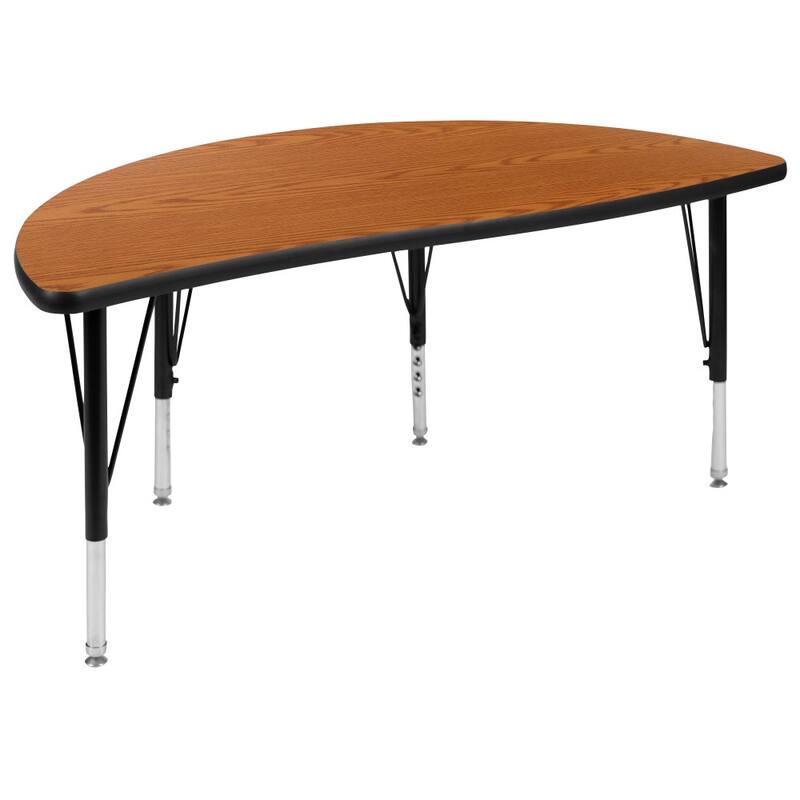 76" Oval Wave Flexible Laminate Activity Table Set with 12" Student Stack Chairs