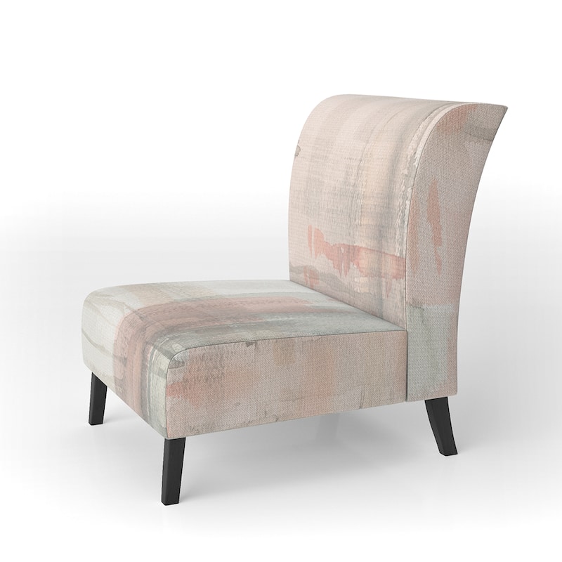 Designart "Intersect II Grey" Upholstered Pink Modern Accent Chair - Arm Chair - Slipper Chair