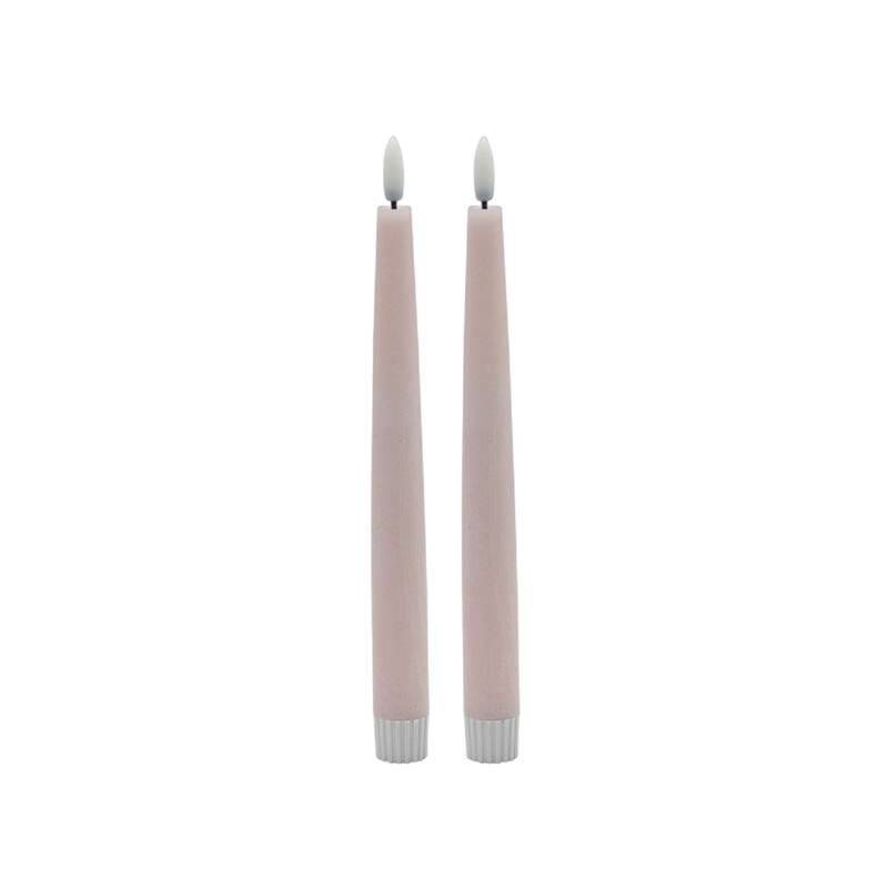 Battery Operated 3D Flame LED Taper Candles - 8.75" - Pink - Set of 2