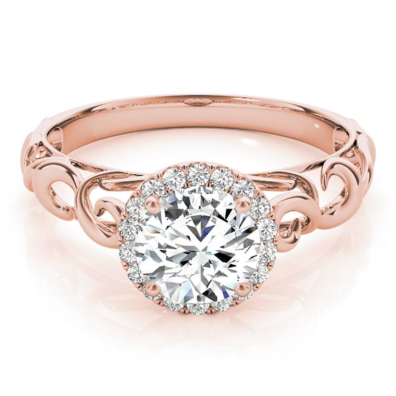 Auriya 14k Rose Gold Lab Grown Round Diamond Halo Engagement Ring 0.50 to 5.00 ct. tw. (F-G VS)
