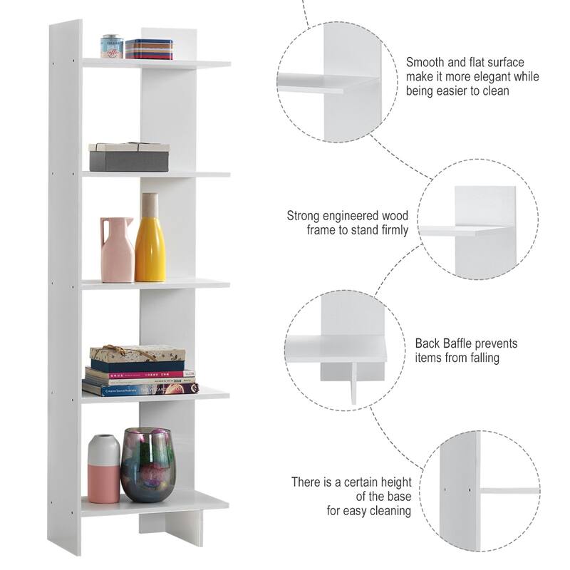 Costway Set of 2 Bookcase Storage 5-Tier Open Shelf Display Room - 2 PCS