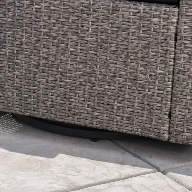 Puerta Outdoor Wicker 3-piece Swivel Chat Set with Cushions by Christopher Knight Home