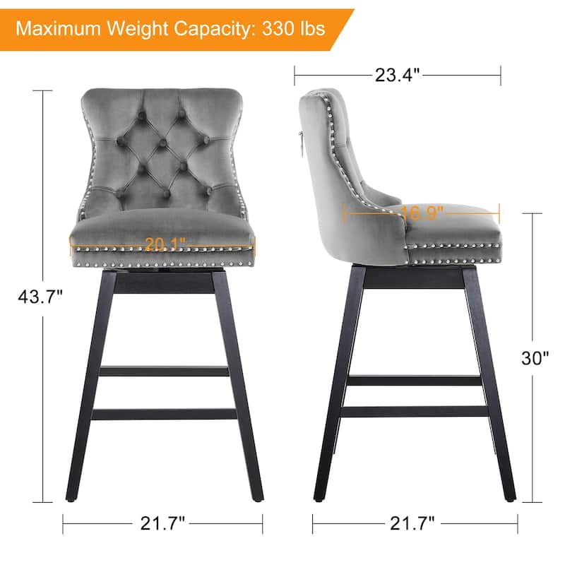 26"/29" Velvet Swivel Counter and Bar Height Stools (Set of 1/2/3/4)