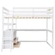 preview thumbnail 13 of 11, Wood Loft White Bed with Ladder Full Bed with Desk, Shelves, 2 Drawers