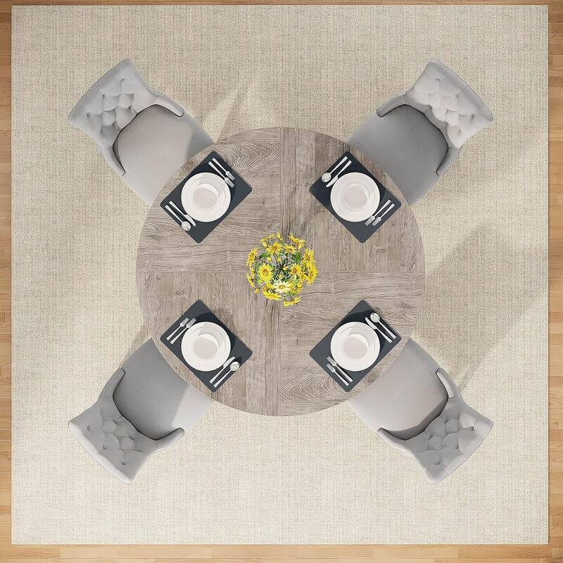 47" Round Dining Table, Wood Top Kitchen Table for Dining/Living Room