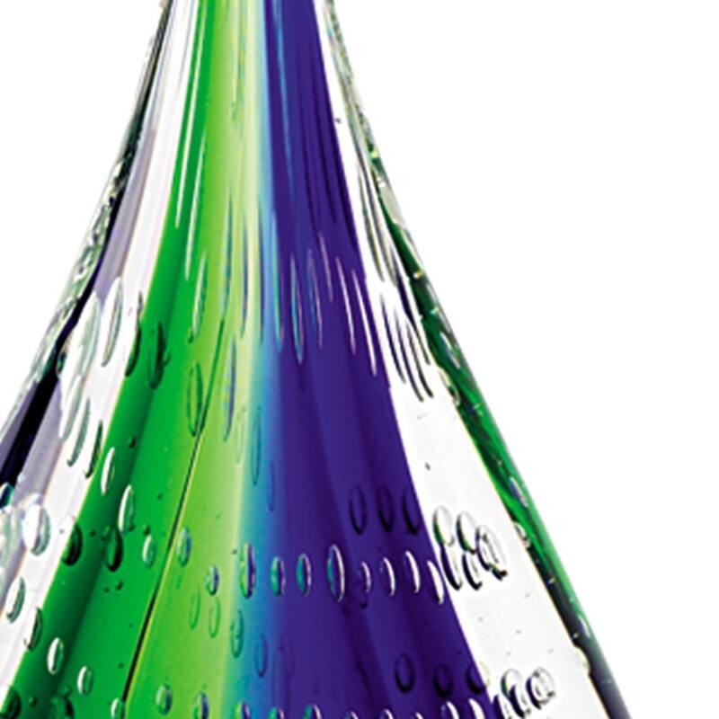 HomeRoots 9" Clear Blue and Green Murano Glass Modern Abstract Tabletop Sculpture - 3' X '9' X '4.5