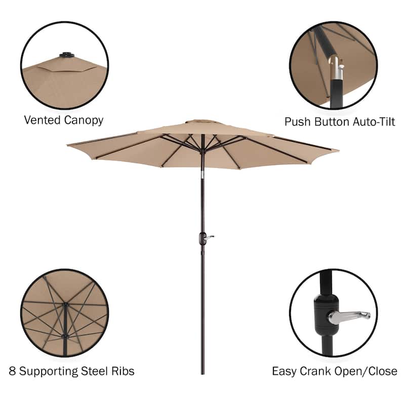 Villacera 9-Foot Outdoor Patio Umbrella with Base
