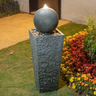 Glitzhome 40.25"H Floating Sphere Oversized LED Polyresin Fountain