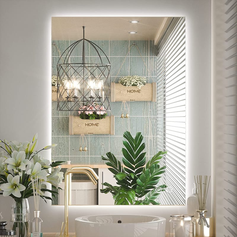KEONJINN 3 Color LED Backlit Bathroom Vanity Wall Mirror, Anti-Fog, Dimmable
