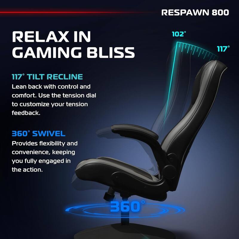 RESPAWN 800 Gaming Chair Floor, Swivel Rocker Gaming Chair, High Back Ergonomic Floor Gaming Chair for Kids and Adults