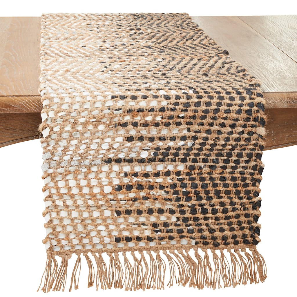 Luxurious Leather Table Runner with Two-Tone Design - 16"x72"