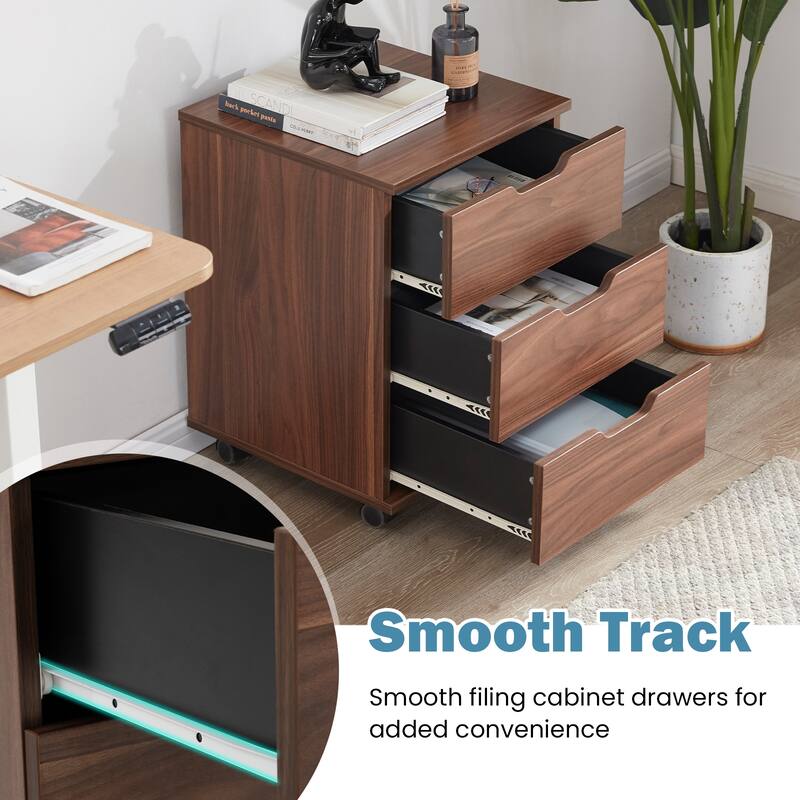 3-Drawer Vertical Filing Cabinet Rolling Wood Mobile File Cabinets Under Desk for Home Office with Casters (Non-Assembled)