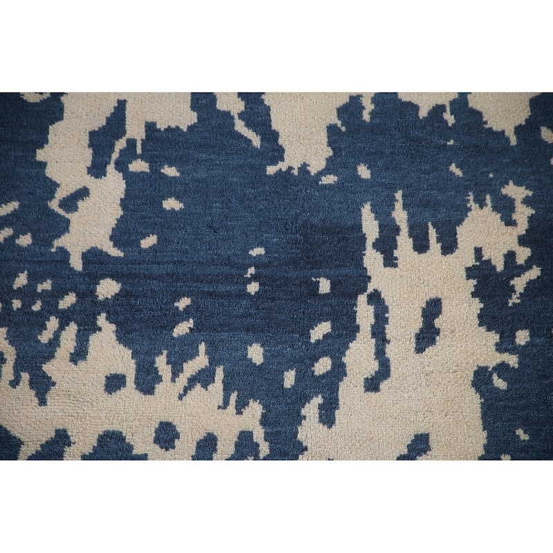 Abstract Moroccan Indian Area Rug Hand-Knotted Wool Carpet - 4'11"x 7'9"