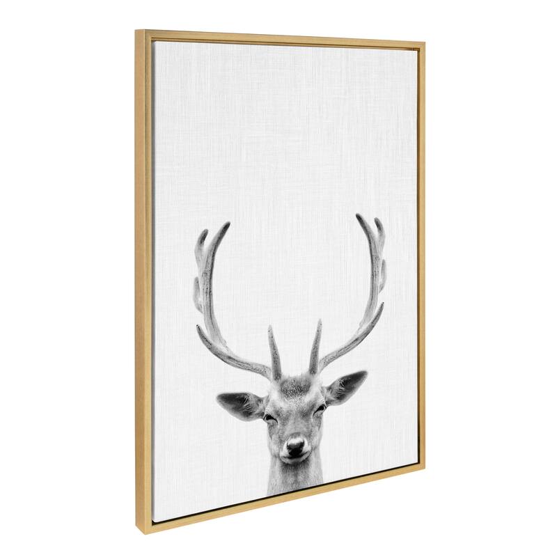 Kate and Laurel Sylvie Deer Portrait Framed Canvas by Simon Te Tai