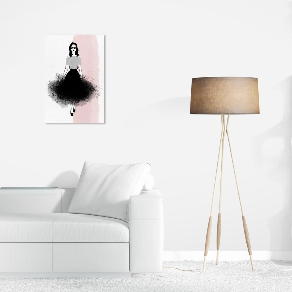 Wynwood Studio Canvas Fashion and Glam Walking on a Cloud Black and Light Pink Glam Wall Art Canvas Print