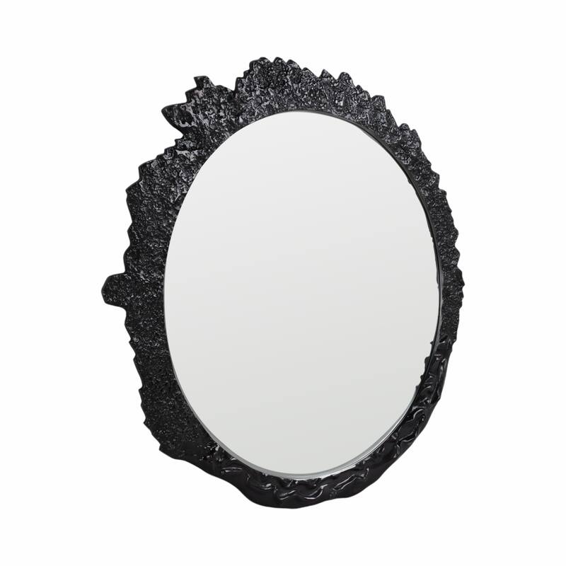 Metal Modern Textured Frame Wall Mirror - Black, 35" - 35.0"