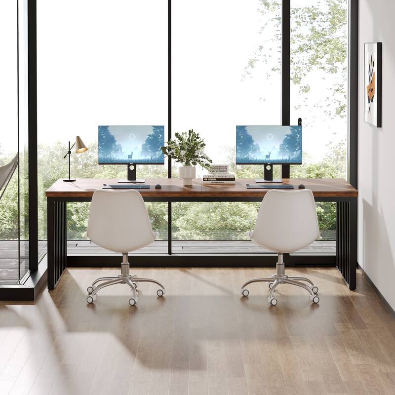 78.7-Inch 2 Person Computer Desk, Wood Writing Executive Desk for Home Office