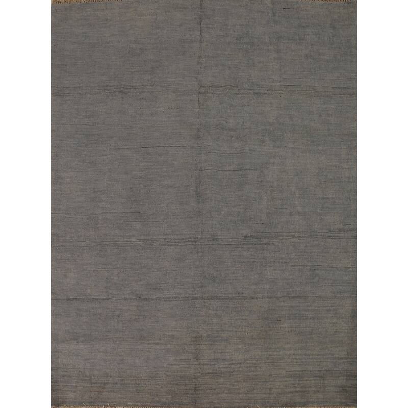 Gray Modern Gabbeh Oriental Rug Handmade Wool Carpet - 5'5"x 6'7"