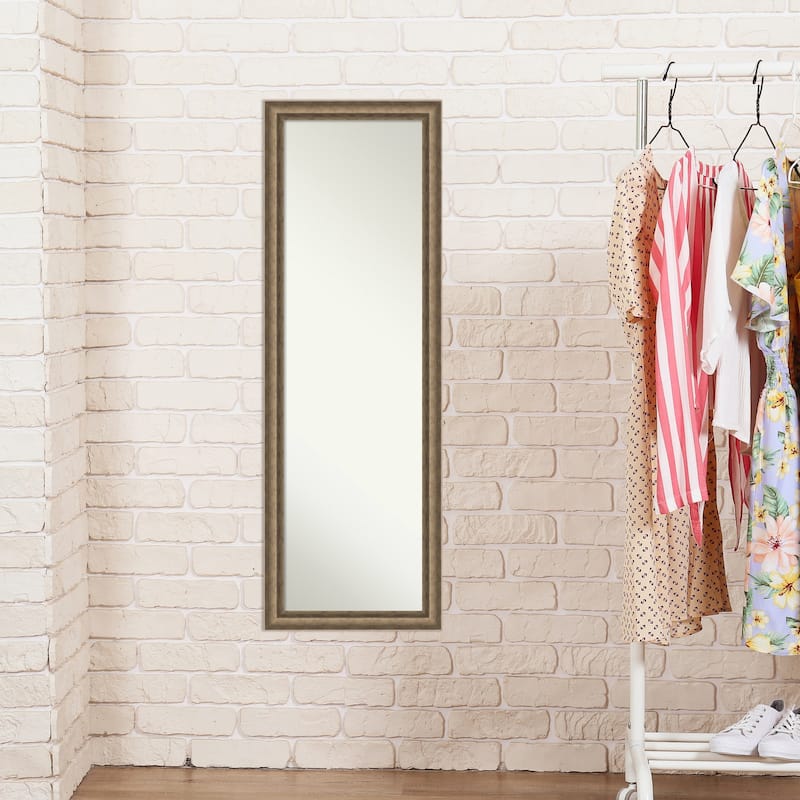 Angled Non-Beveled Wood Framed Full-Length On the Door Mirror - Glass Size 14x48