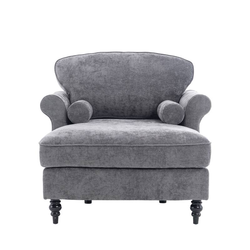 Oversized Chaise Lounge Chenille Chair Indoor Single Sofa with Wide Seat Design Suitable for Living Room Bedroom