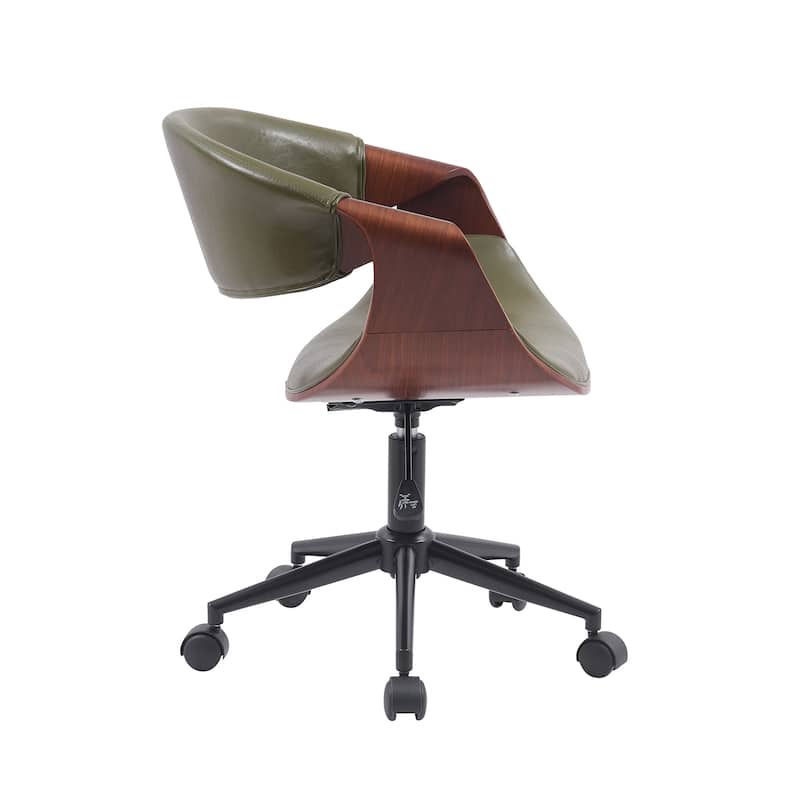 Porthos Home Elio Faux Leather Mid Century Office Chair with Black Metal Base