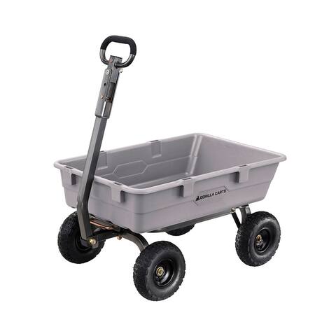 Gorilla Carts 800 Pound Capacity Heavy Duty Poly Yard Dump Utility Cart, Gray - 37.5